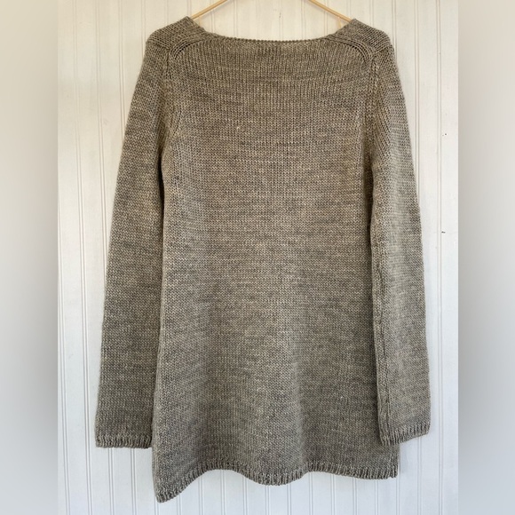 Soft Surroundings Tan Scoopneck Long-sleeve Wool Blend Sweater Tunic Size Medium - Picture 2 of 5